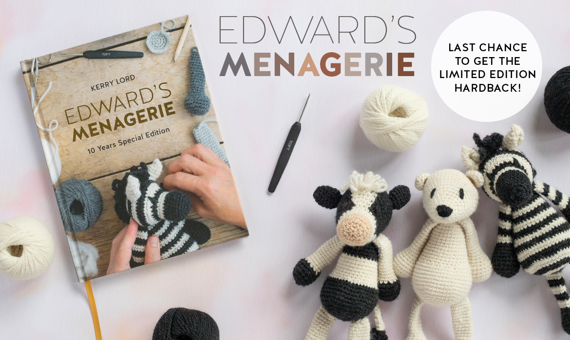 edwards menagerie hardback book limited exclusive edition crochet patterns animals bunny sheep cat cute learn craft yarn wool
